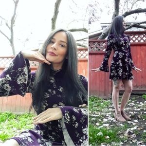 Purple Velvet Bell Dress